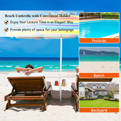 7.2 Feet Portable Beach Umbrella, Sand Anchor, Tilt Mechanism, Multicolor Outdoor Umbrellas at Gallery Canada