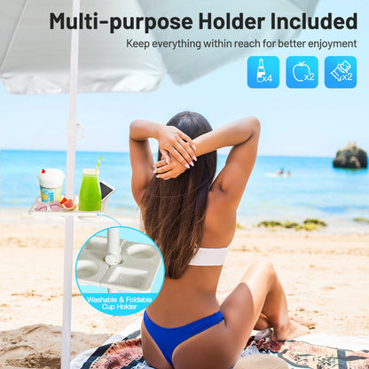 7.2 Feet Portable Beach Umbrella With Sand Anchor, Tilt, Blue Outdoor Umbrellas at Gallery Canada