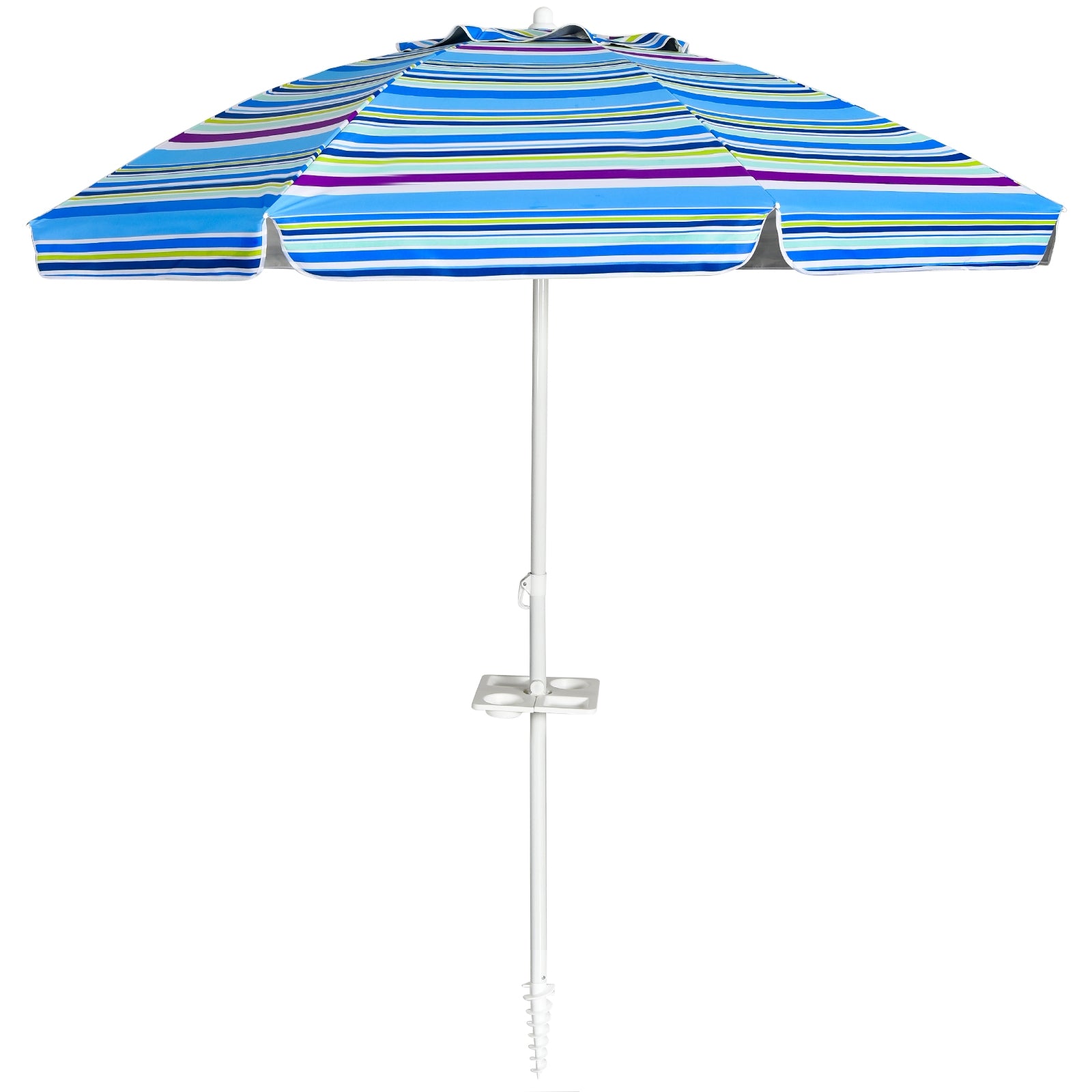 7.2 Feet Portable Beach Umbrella With Sand Anchor, Tilt, Blue Outdoor Umbrellas Blue at Gallery Canada