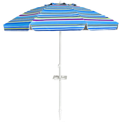 7.2 Feet Portable Beach Umbrella With Sand Anchor, Tilt, Blue Outdoor Umbrellas Blue at Gallery Canada