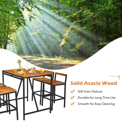 5 Piece Acacia Wood PE Rattan Bar Set, Brown Patio Bar Furniture at Gallery Canada