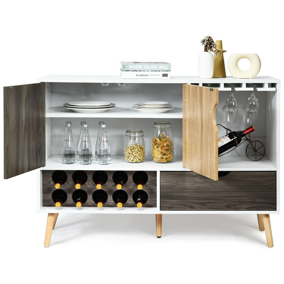 Mid-Century Buffet Sideboard, Wooden Storage Cabinet, White Sideboards Cabinets & Buffets at Gallery Canada