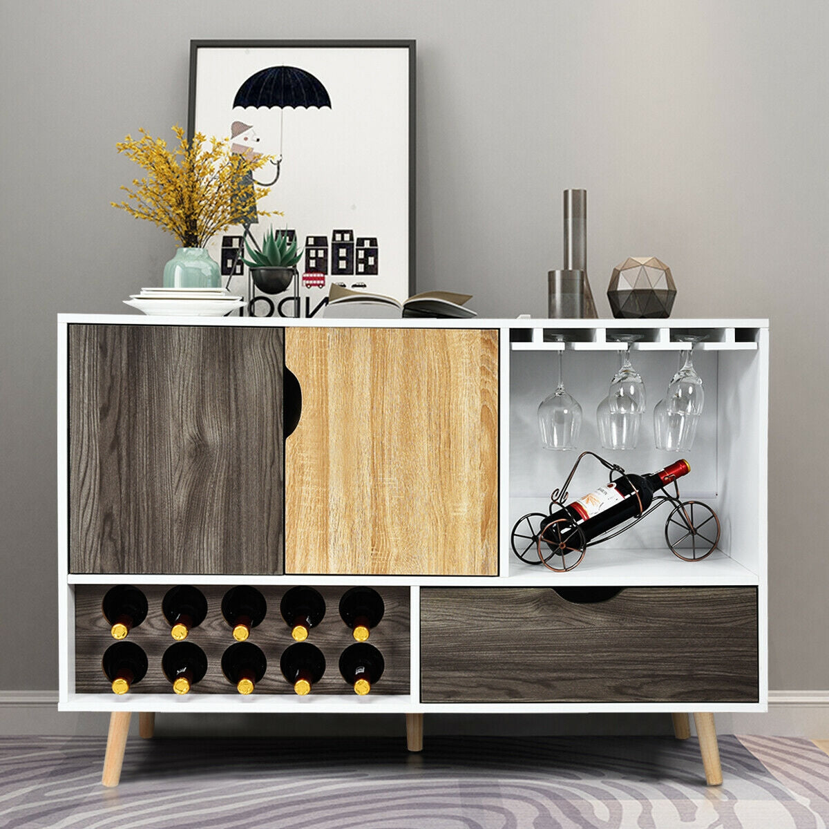 Mid-Century Buffet Sideboard, Wooden Storage Cabinet, White Sideboards Cabinets & Buffets at Gallery Canada