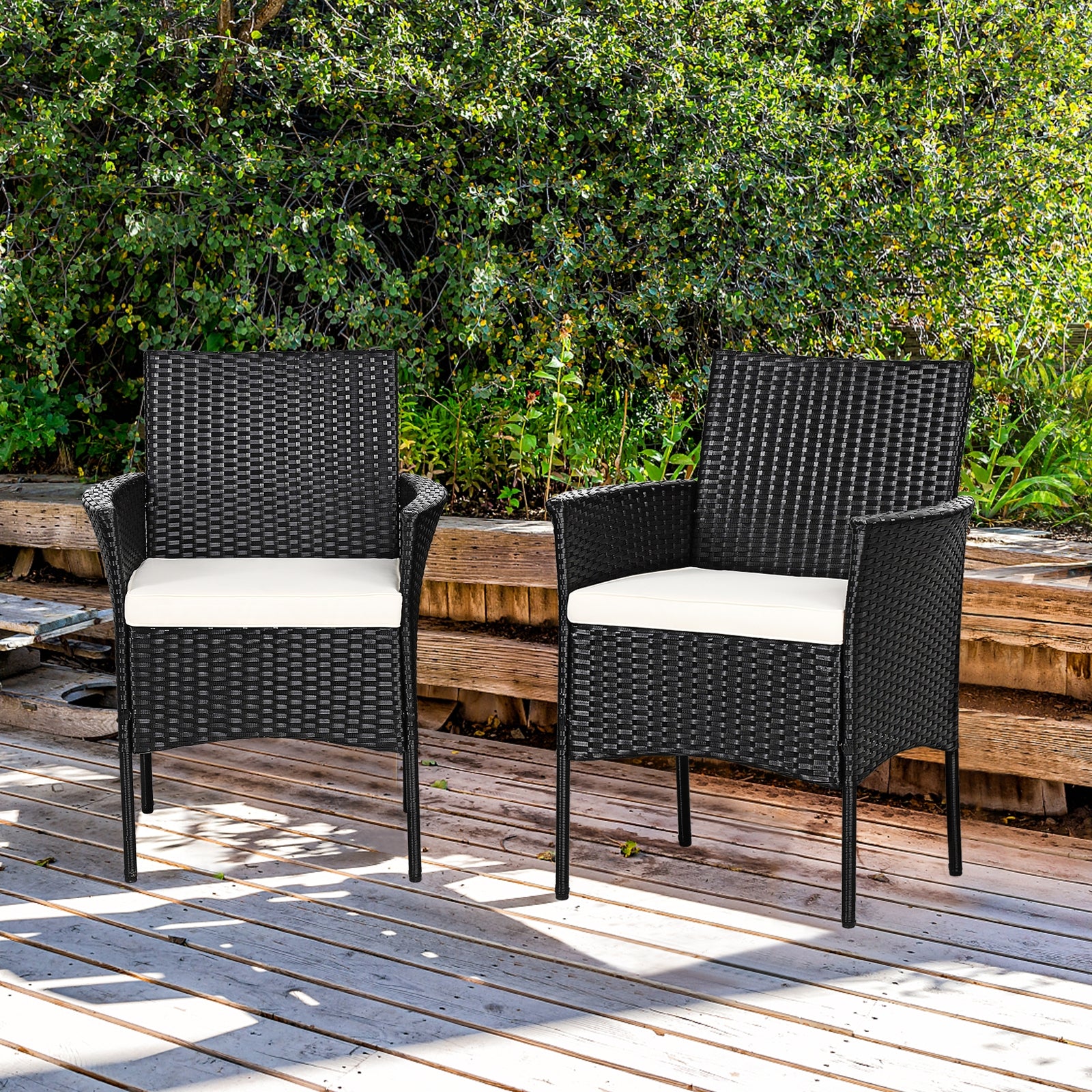 Patio Wicker Chairs, 2 Pieces, With Cozy Seat Cushions, Black Patio Dining Chairs at Gallery Canada