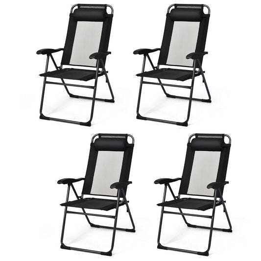 4 Piece Patio Garden Adjustable Reclining Folding Chairs, Black Patio Dining Chairs Black at Gallery Canada