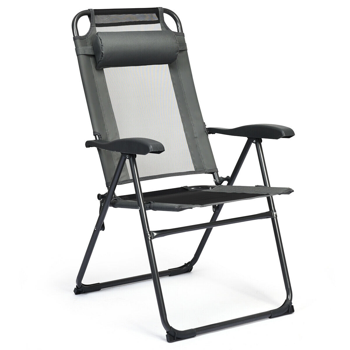 4 Adjustable Reclining Folding Chairs, Gray Patio Dining Chairs at Gallery Canada