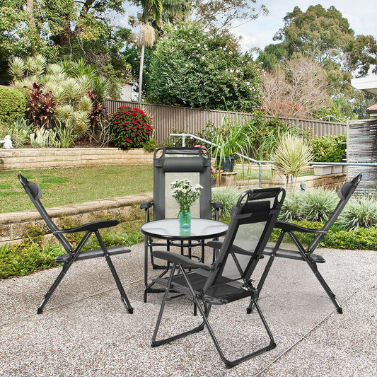 4 Adjustable Reclining Folding Chairs, Gray Patio Dining Chairs Gray at Gallery Canada