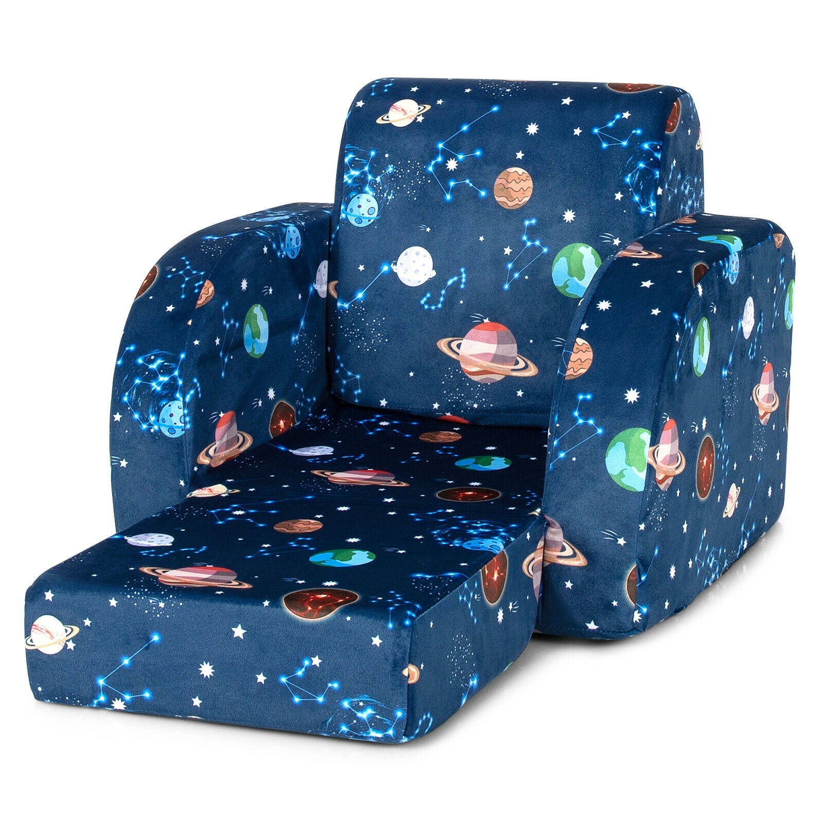 3-in-1 Convertible Kid Sofa Bed, Flip-Out Chair Lounger, Blue Kids Chairs & Seating at Gallery Canada