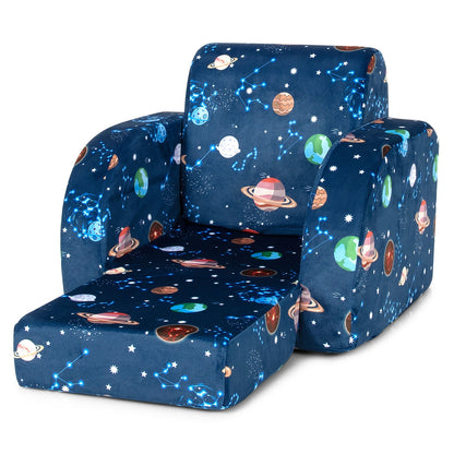 3-in-1 Convertible Kid Sofa Bed, Flip-Out Chair Lounger, Blue Kids Chairs & Seating at Gallery Canada