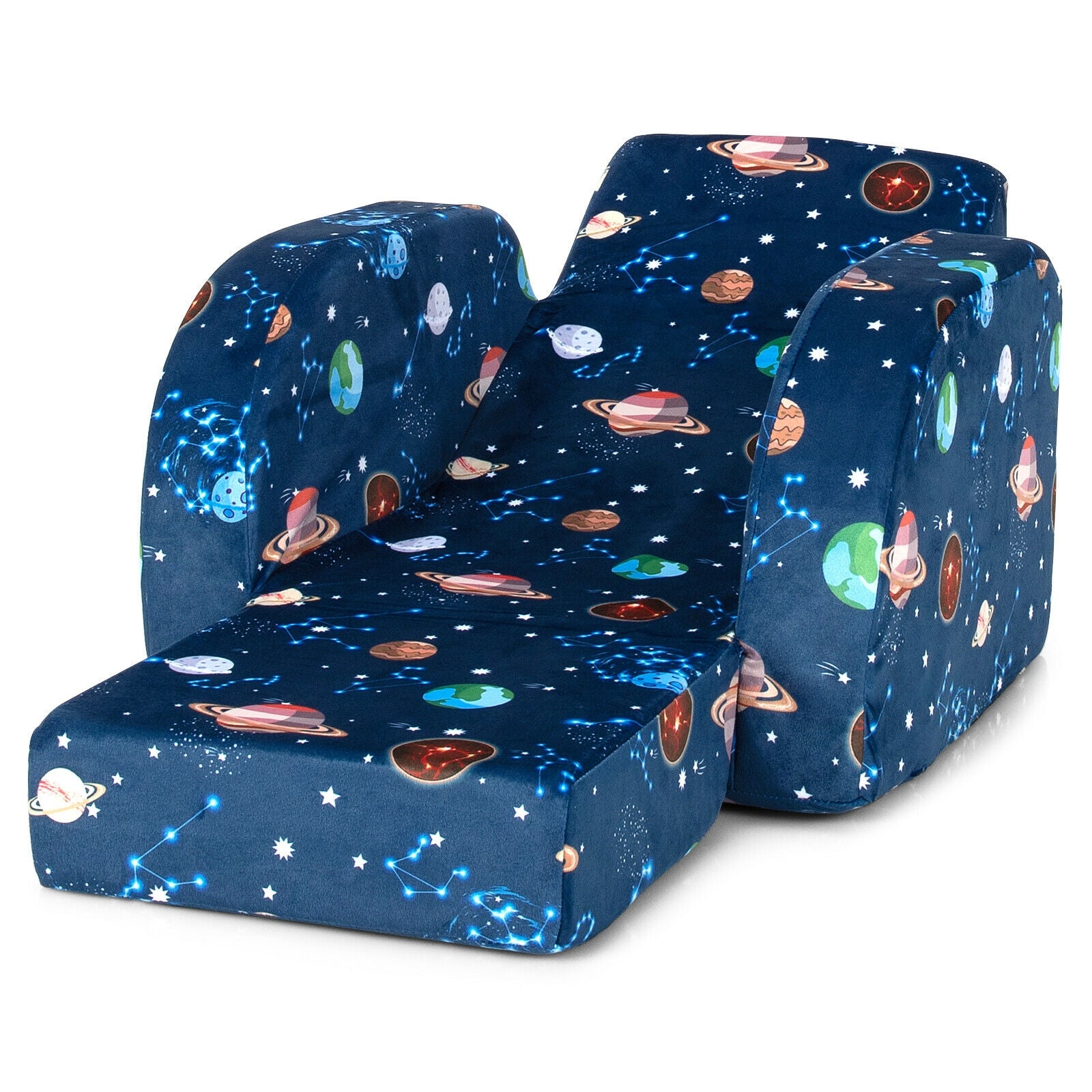 3-in-1 Convertible Kid Sofa Bed, Flip-Out Chair Lounger, Blue Kids Chairs & Seating at Gallery Canada