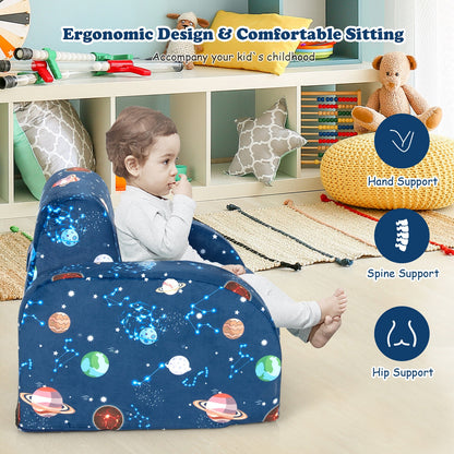 3-in-1 Convertible Kid Sofa Bed, Flip-Out Chair Lounger, Blue Kids Chairs & Seating at Gallery Canada