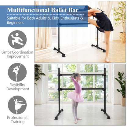 4 Feet Portable Double Freestanding Barre, Black Yoga Accessories at Gallery Canada