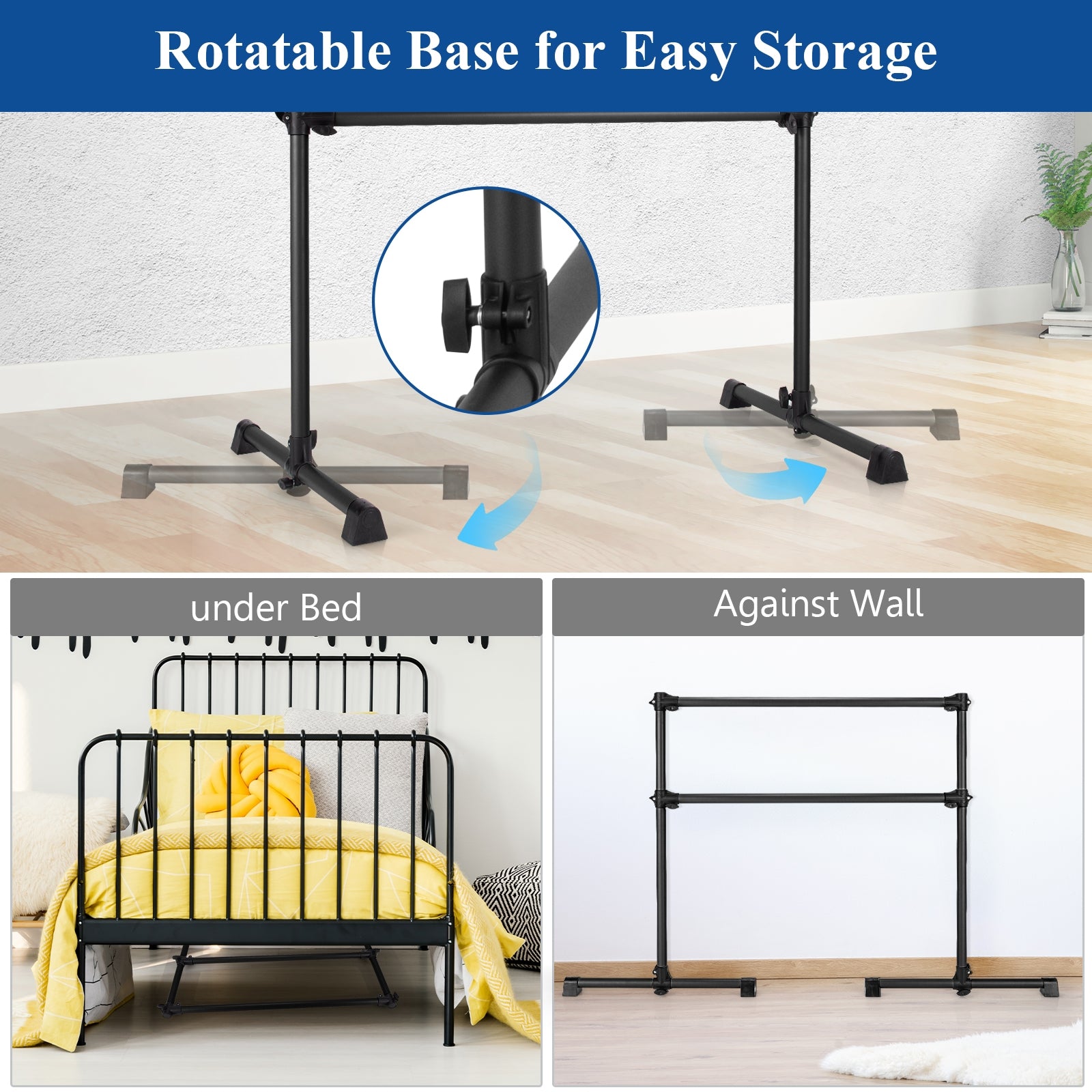 4 Feet Portable Double Freestanding Barre, Black Yoga Accessories at Gallery Canada