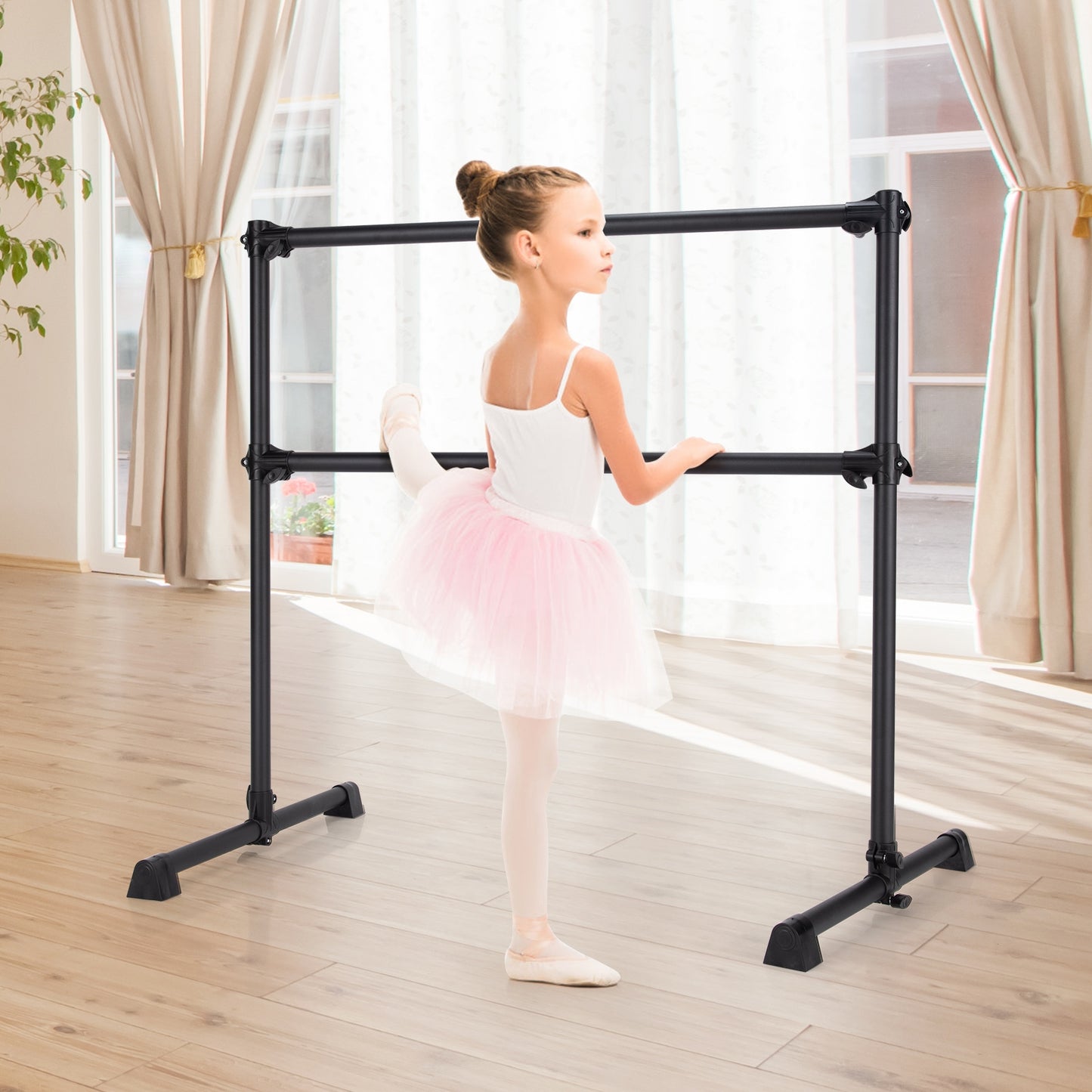 4 Feet Portable Double Freestanding Barre, Black Yoga Accessories at Gallery Canada