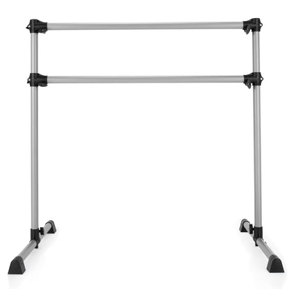 4 Feet Portable Double Freestanding Barre, Silver Yoga Accessories at Gallery Canada