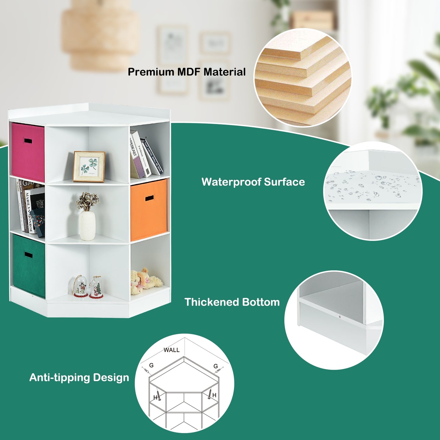 3-Tier 9-Cubby Kids Storage Shelf, White Kids Storage at Gallery Canada