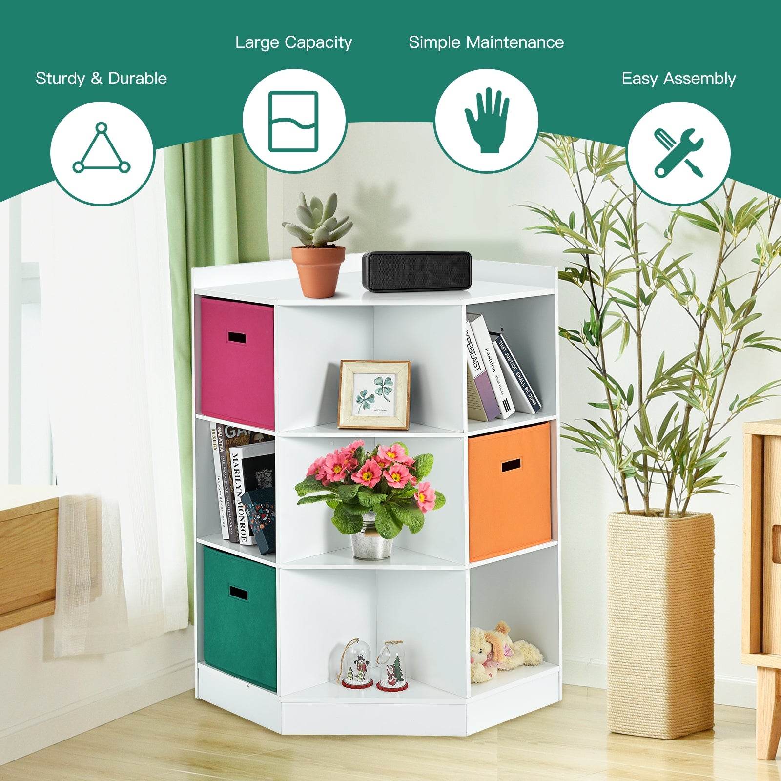 3-Tier 9-Cubby Kids Storage Shelf, White Kids Storage at Gallery Canada