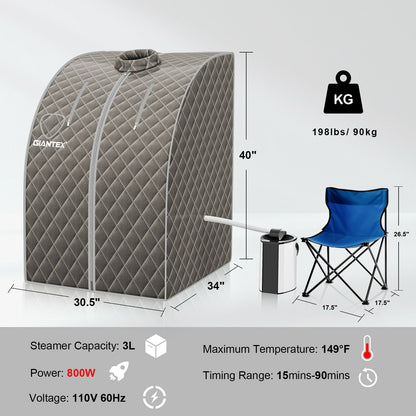 Portable Steam Sauna Spa, 3L Blast-Proof Steamer Chair, Gray Spa & Salon at Gallery Canada