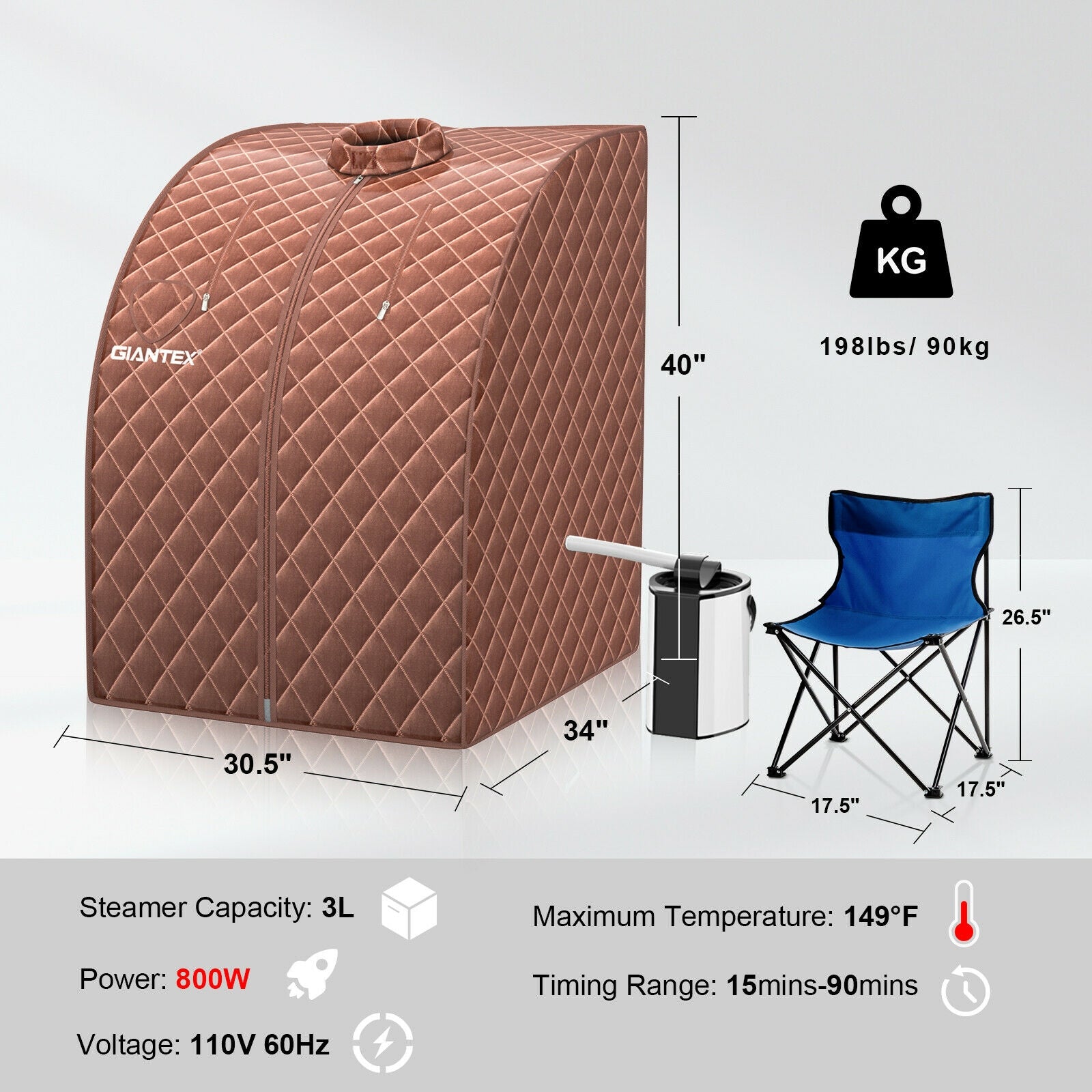 Portable Steam Sauna Spa, 3L Blast-Proof Steamer Chair, Coffee Spa & Salon at Gallery Canada