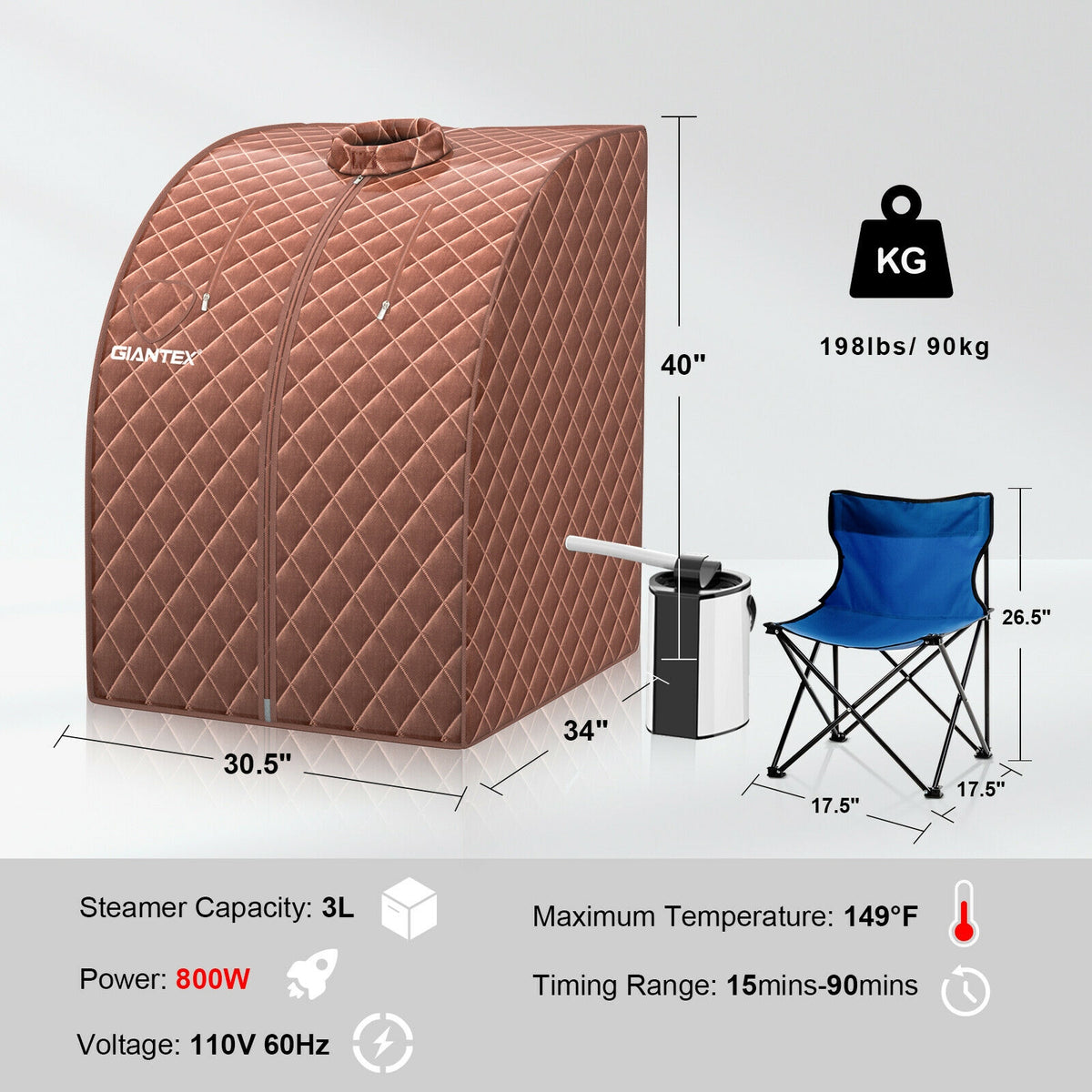 Portable Steam Sauna Spa, 3L Blast-Proof Steamer Chair, Coffee Spa & Salon at Gallery Canada