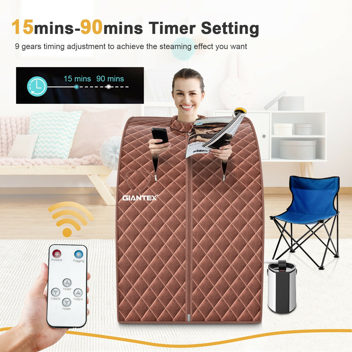 Portable Steam Sauna Spa, 3L Blast-Proof Steamer Chair, Coffee Spa & Salon at Gallery Canada