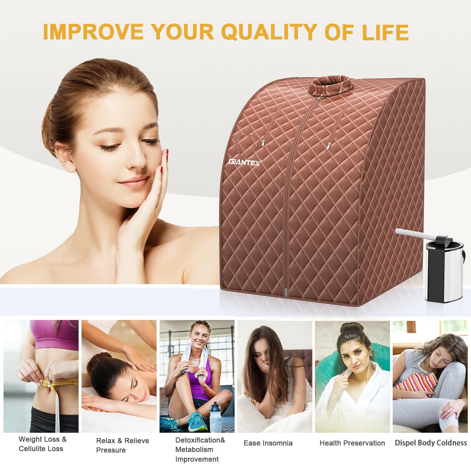 Portable Steam Sauna Spa, 3L Blast-Proof Steamer Chair, Coffee Spa & Salon at Gallery Canada