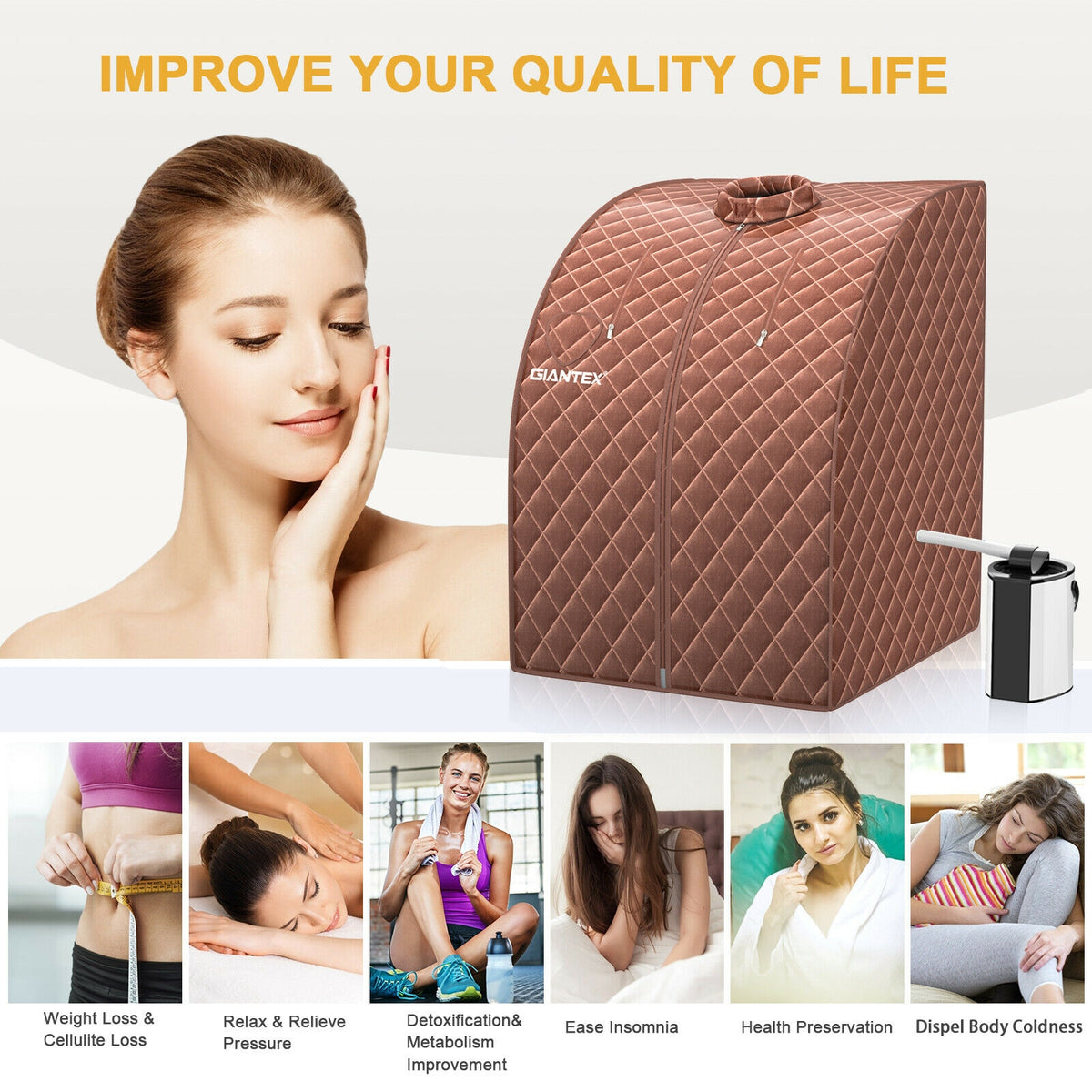 Portable Steam Sauna Spa, 3L Blast-Proof Steamer Chair, Coffee Spa & Salon at Gallery Canada