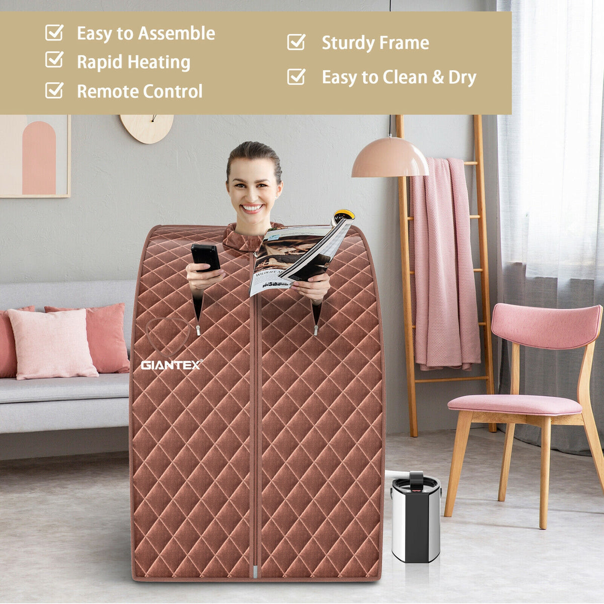 Portable Steam Sauna Spa, 3L Blast-Proof Steamer Chair, Coffee Spa & Salon at Gallery Canada