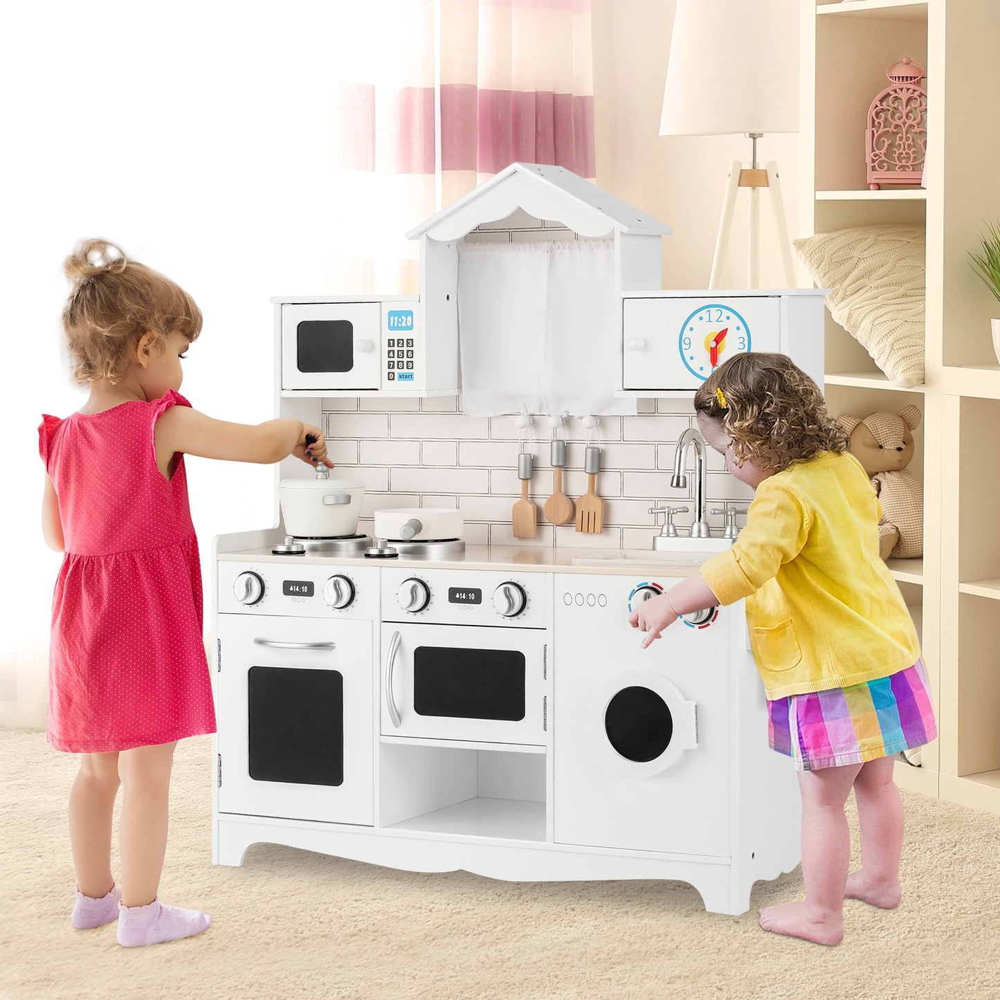 Wooden Kids Kitchen With Washing Machine, White Play Kitchen Sets at Gallery Canada