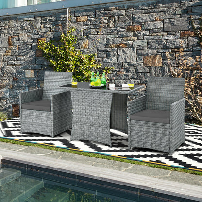 Patio Rattan Furniture Set, 3 Pieces, Cushioned Armrest Sofa, Gray Patio Conversation Sets at Gallery Canada