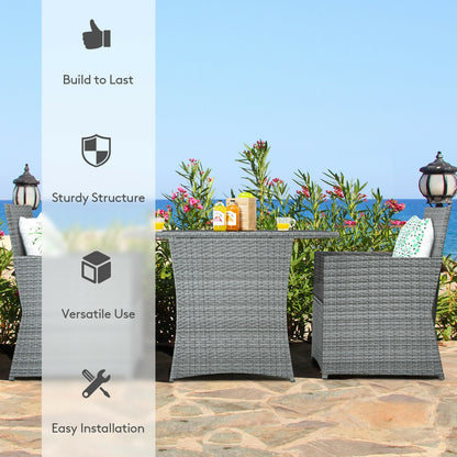 Patio Rattan Furniture Set, 3 Pieces, Cushioned Armrest Sofa, Gray Patio Conversation Sets at Gallery Canada