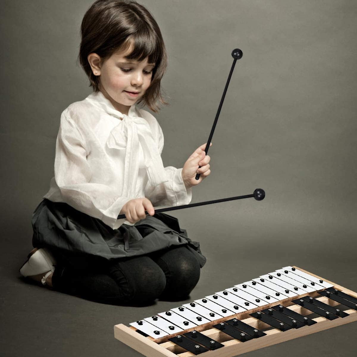 27 Note Glockenspiel Xylophone, 2 Rubber Mallets, White, Black Drums & Percussion at Gallery Canada