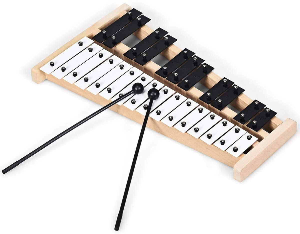 27 Note Glockenspiel Xylophone, 2 Rubber Mallets, White, Black Drums & Percussion at Gallery Canada
