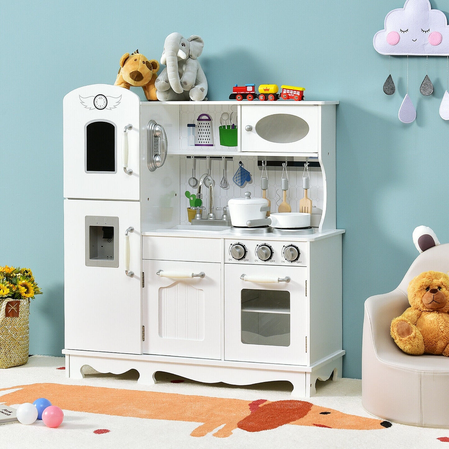 Kids Kitchen Pretend Play Cookware Set, White Play Kitchen Sets at Gallery Canada