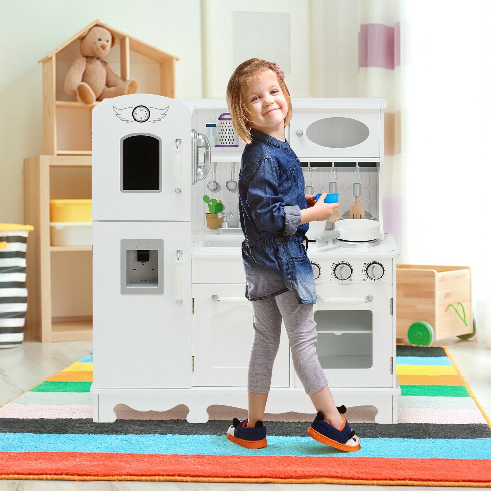 Kids Kitchen Pretend Play Cookware Set, White Play Kitchen Sets at Gallery Canada