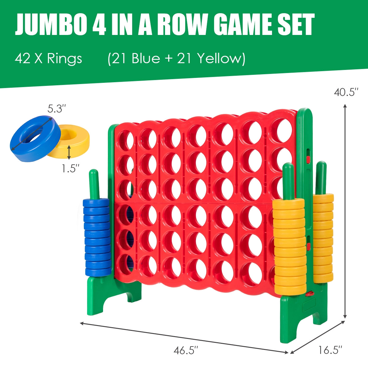 Jumbo 4-To-Score Giant Game Set, 42 Jumbo Rings, Quick-Release Slider, Green Lawn Games at Gallery Canada