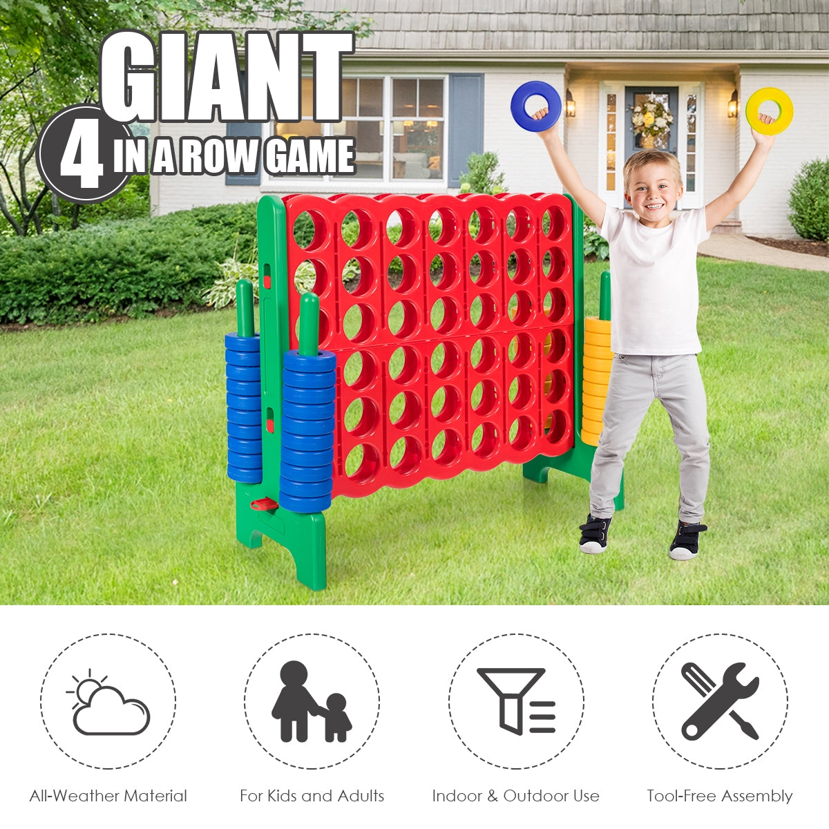 Jumbo 4-To-Score Giant Game Set, 42 Jumbo Rings, Quick-Release Slider, Green Lawn Games at Gallery Canada