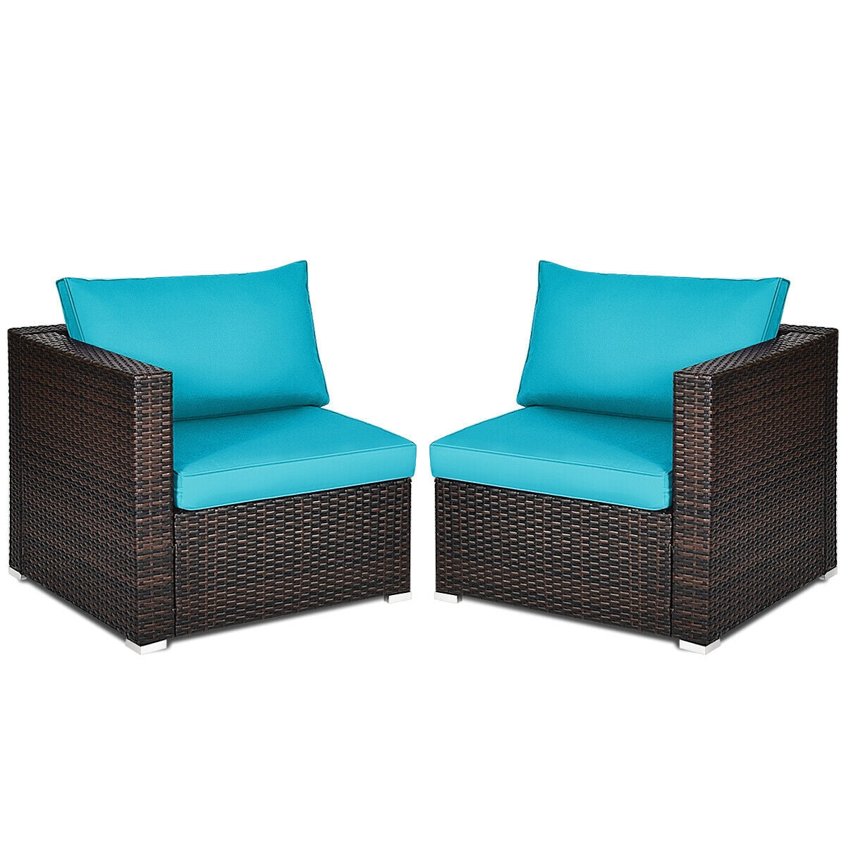 Patio Rattan Sectional Conversation Sofa Set, Blue Outdoor Sectionals at Gallery Canada