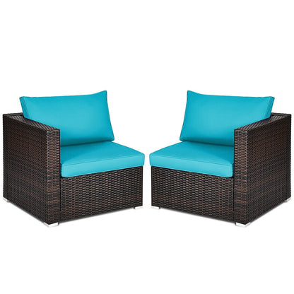 Patio Rattan Sectional Conversation Sofa Set, Blue Outdoor Sectionals at Gallery Canada