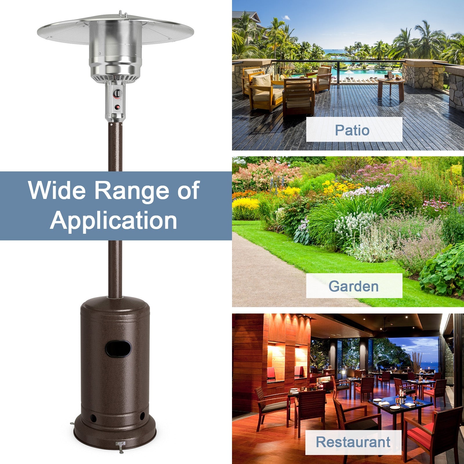 48000 BTU Stainless Steel Patio Heater, Bronze Patio Heaters at Gallery Canada