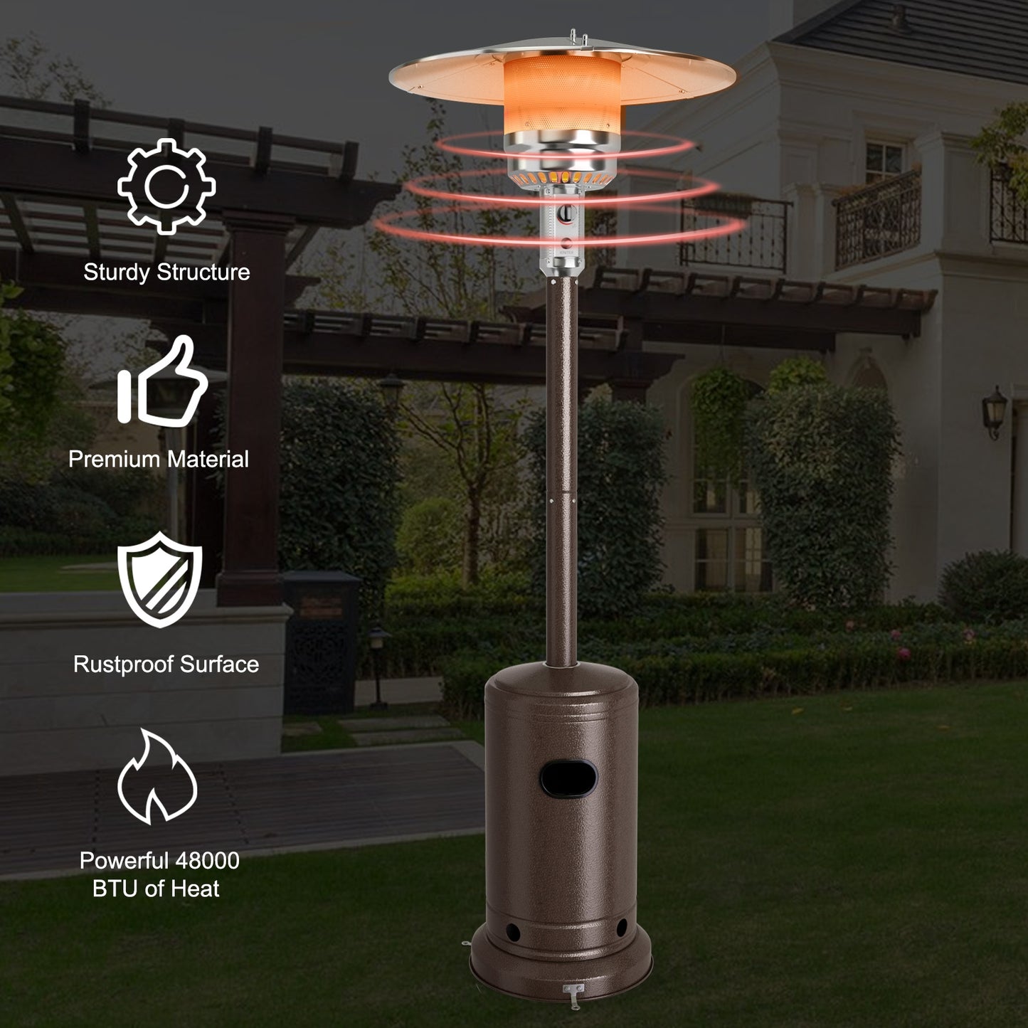 48000 BTU Stainless Steel Patio Heater, Bronze Patio Heaters at Gallery Canada