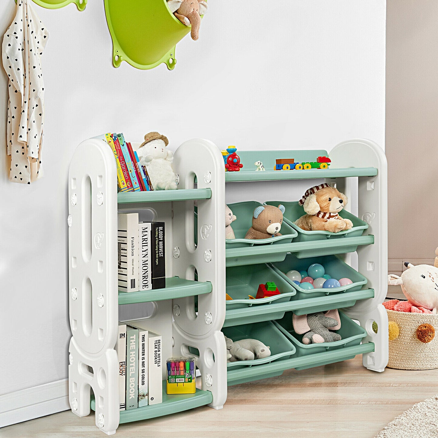 Kids Toy Storage Organizer With Bins, Multi-Layer Shelf, Green Kids Storage at Gallery Canada