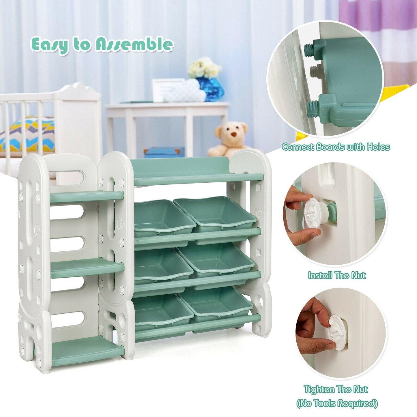 Kids Toy Storage Organizer With Bins, Multi-Layer Shelf, Green Kids Storage at Gallery Canada