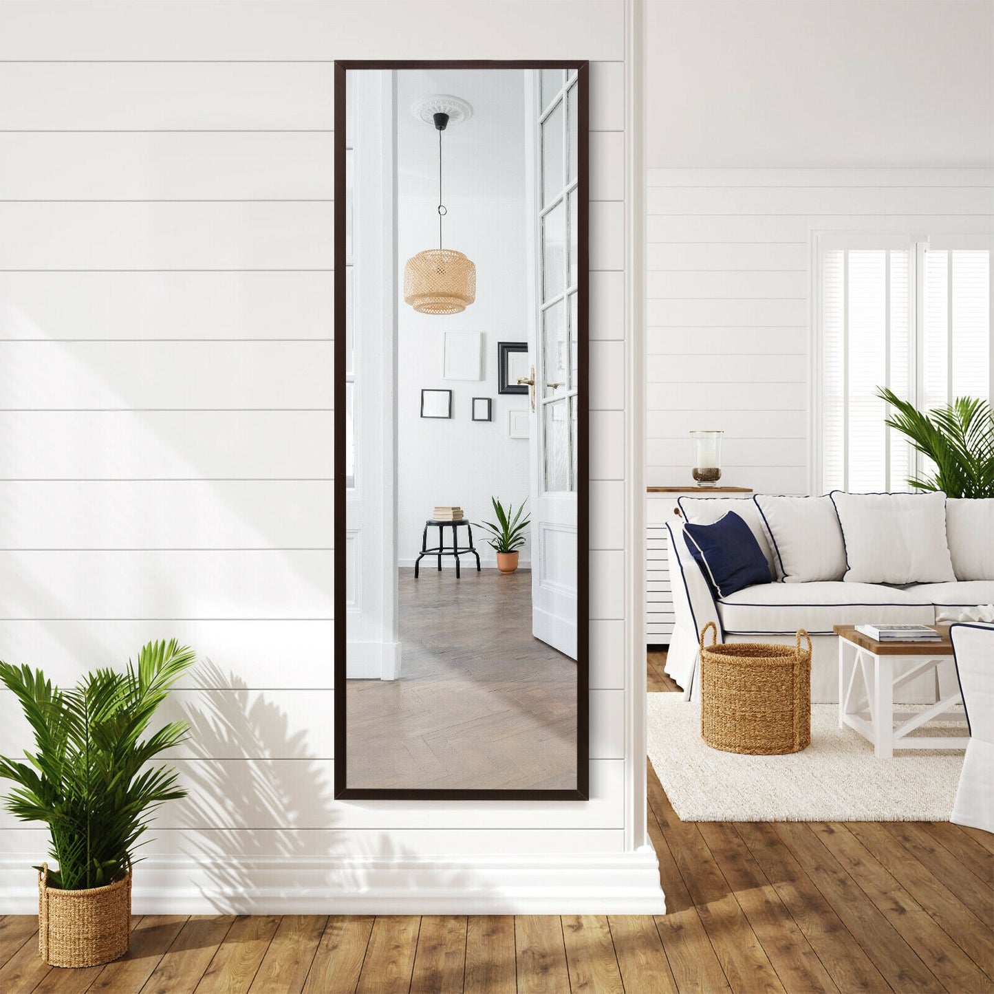 Full Length Metal Door Mirror, Adjustable Hook, Brown Wall Mirrors at Gallery Canada