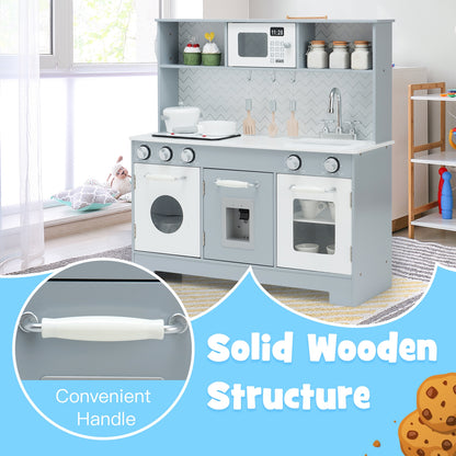 Wooden Toy Kitchen Set With Light And Sound, White, Gray Play Kitchen Sets at Gallery Canada