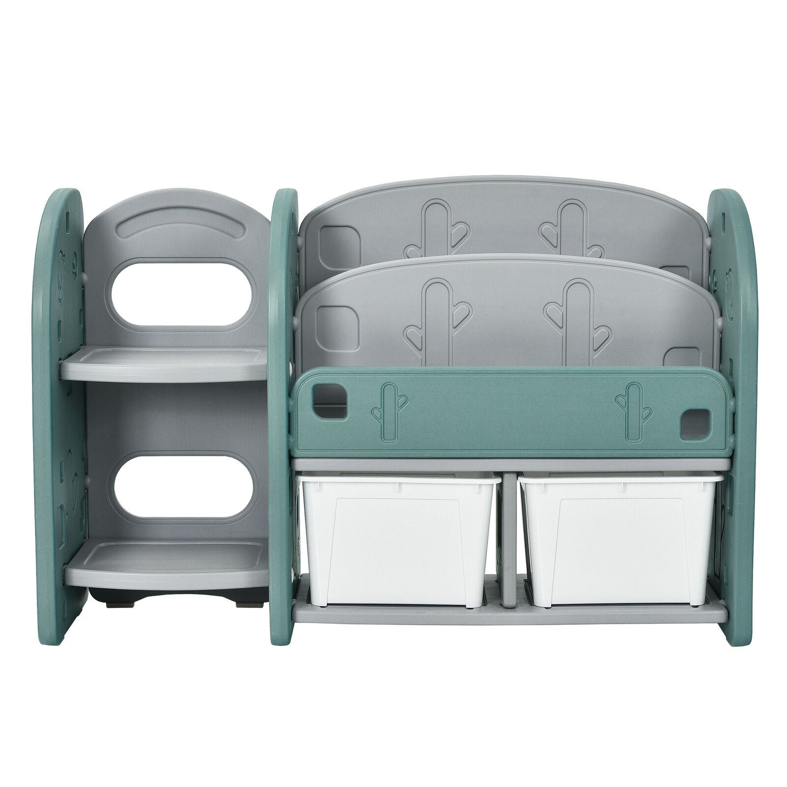 Kids Toy Storage Organizer, 2-Tier Bookshelf, Plastic Bins, Green Kids Storage at Gallery Canada