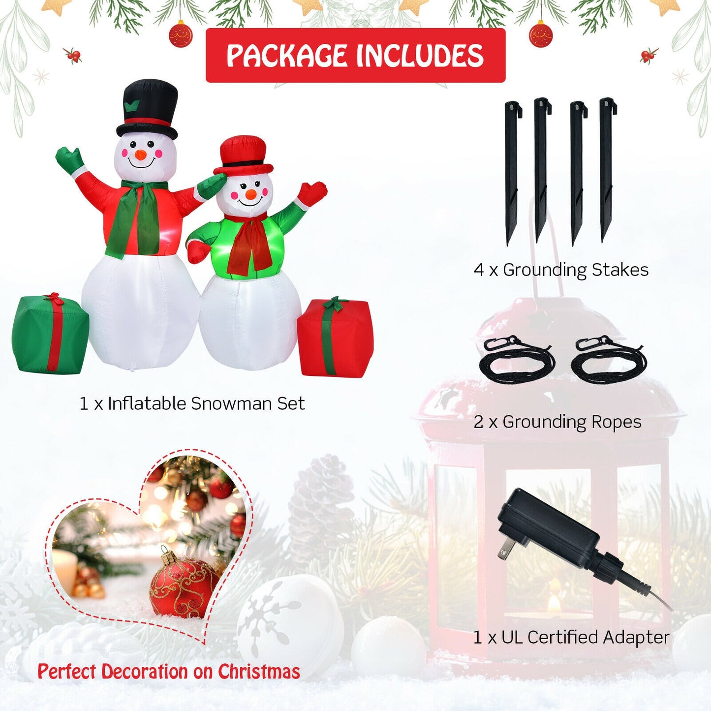 6 Feet Inflatable Snowmen Christmas Decoration, White Christmas Inflatables at Gallery Canada