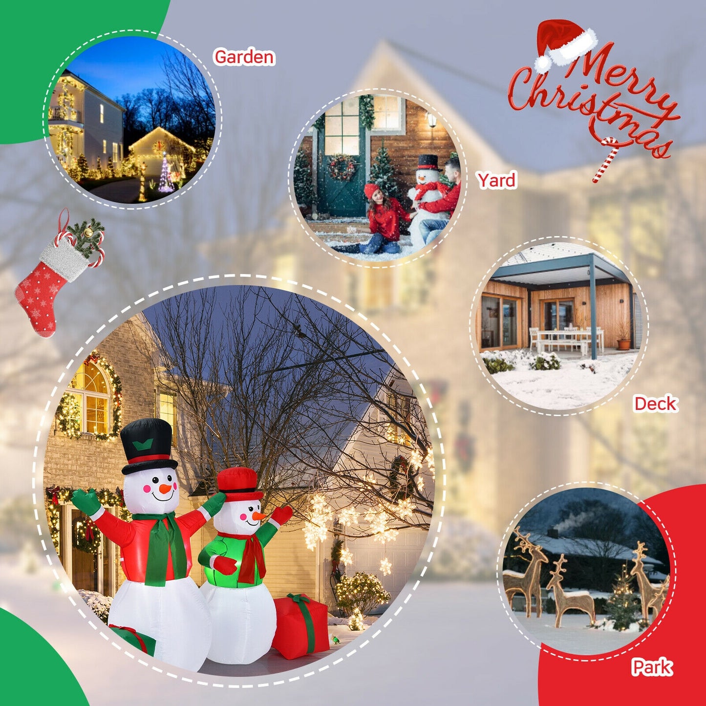 6 Feet Inflatable Snowmen Christmas Decoration, White Christmas Inflatables at Gallery Canada