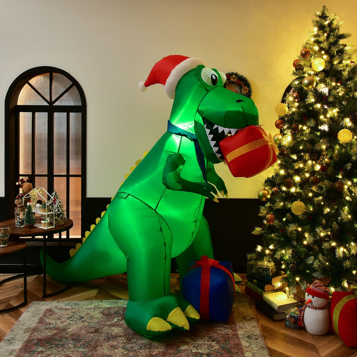 6 Feet Christmas Inflatable Dinosaur, Indoor Outdoor, Green Christmas Inflatables at Gallery Canada