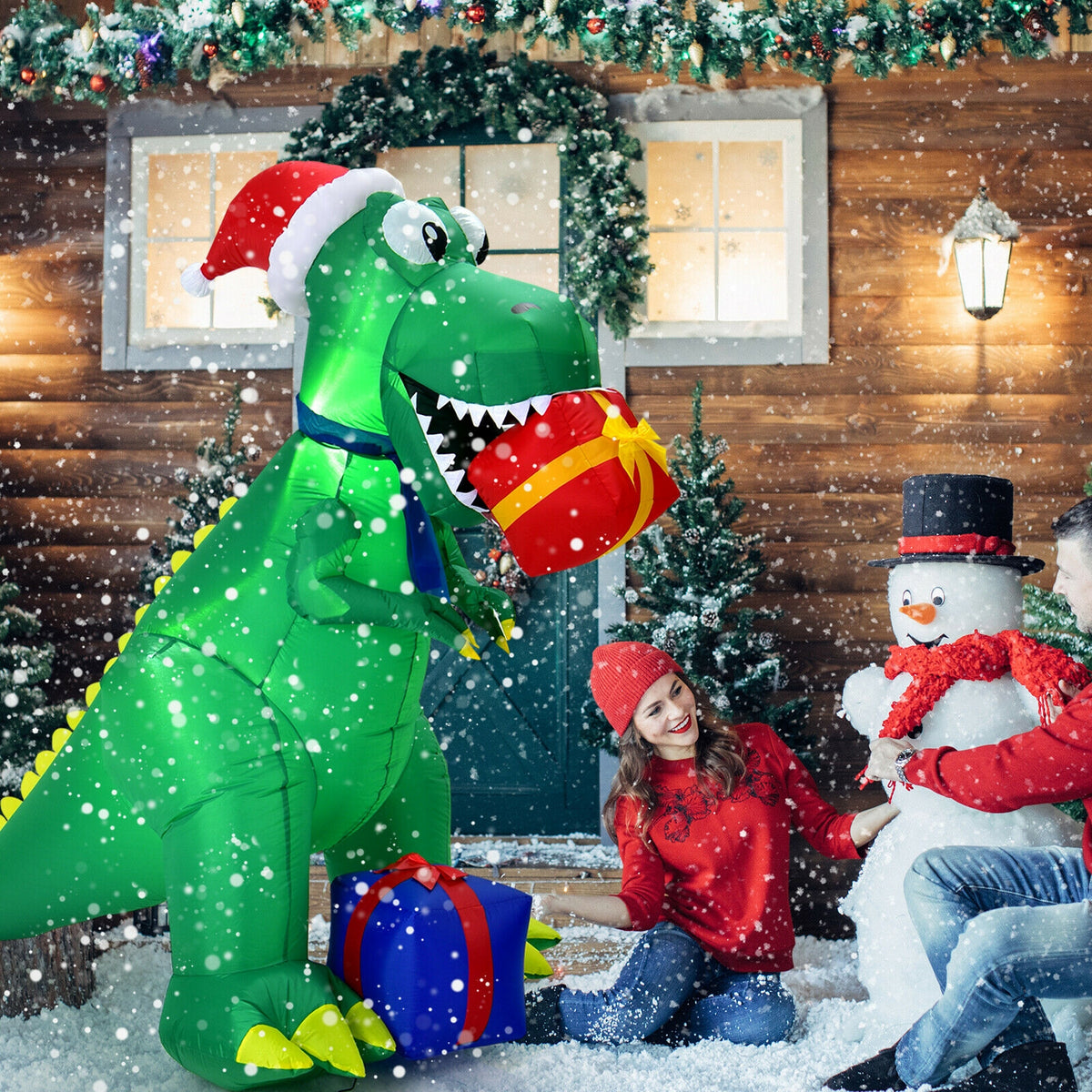 6 Feet Christmas Inflatable Dinosaur, Indoor Outdoor, Green Christmas Inflatables at Gallery Canada